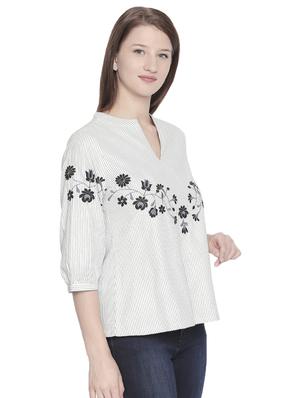 notch neck embroidered top - 16513078 - Standard Image - 2