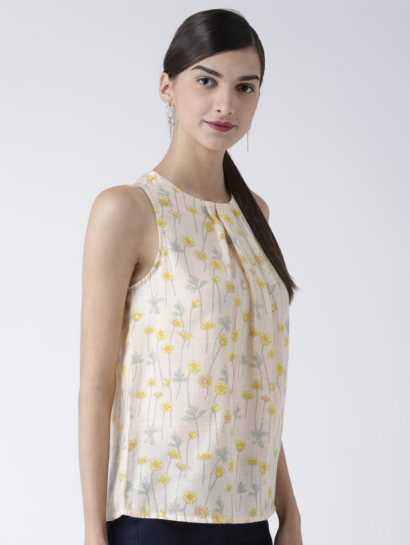 pleated neck floral top - 16513097 - Zoom Image - 2