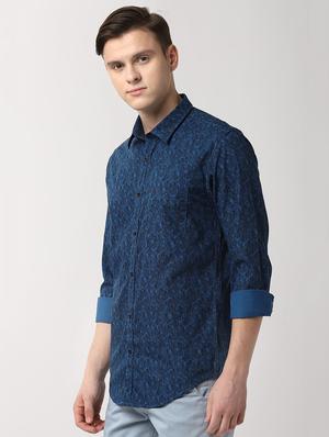 blue printed casual shirt - 16513136 - Standard Image - 2