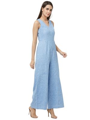 v- neck solid jumpsuit - 16513437 - Standard Image - 2