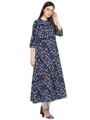 printed a-line ethnic dress - 16513447 - Standard Image - 2