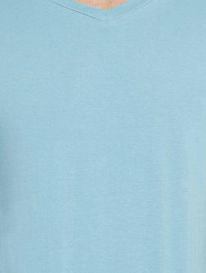 blue solid t-shirt - 16514716 - Standard Image - 5
