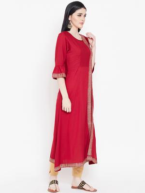 block print a-line kurta pant set - 16514876 - Standard Image - 2