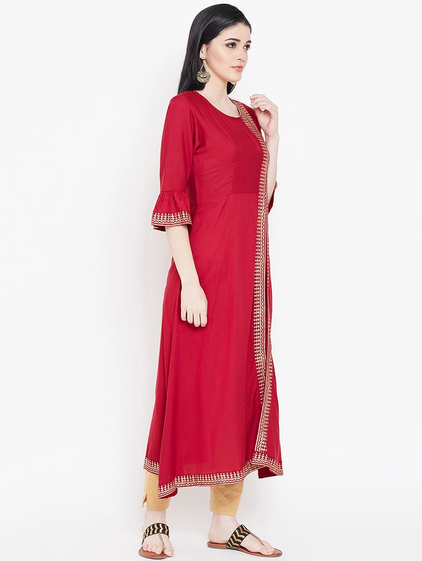 block print a-line kurta pant set - 16514876 - Zoom Image - 2