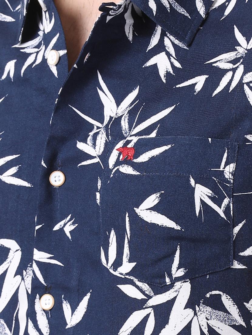 navy blue tropical printed casual shirt - 16515032 - Zoom Image - 5