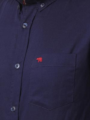 navy blue solid casual shirt - 16515035 - Standard Image - 5