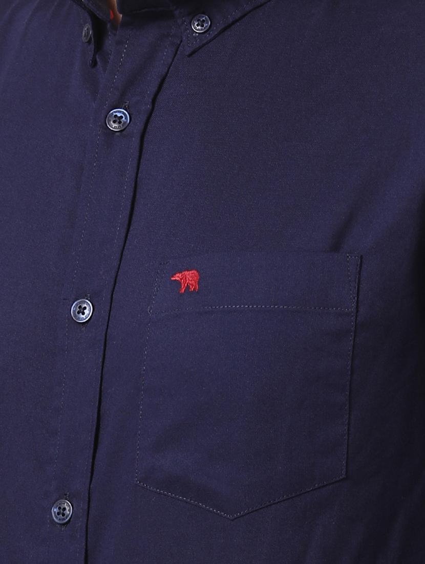 navy blue solid casual shirt - 16515035 - Zoom Image - 5