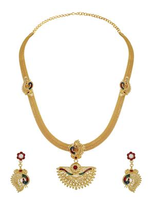 gold metal necklaces and earring - 16515635 - Standard Image - 2