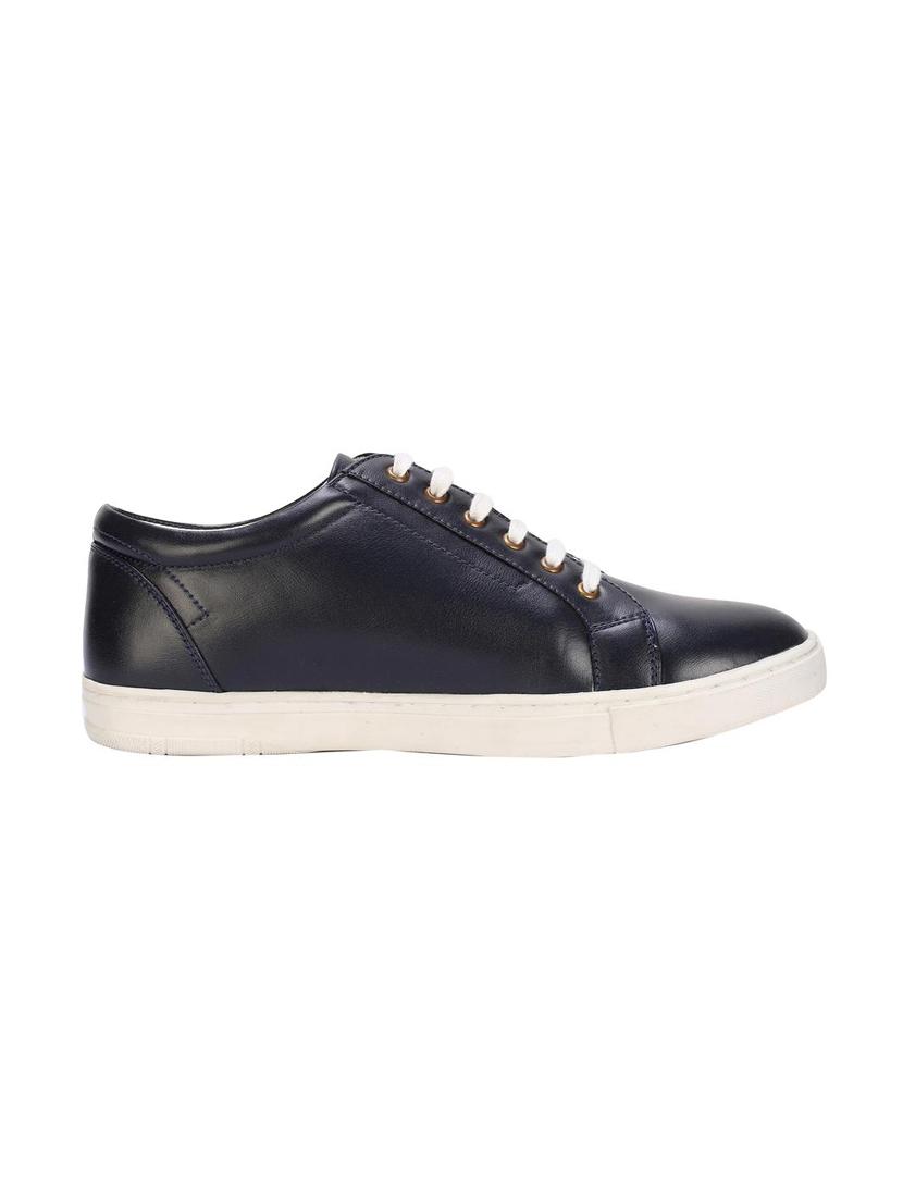 peter england blue leather lace up sneakers - 16516191 - Zoom Image - 2