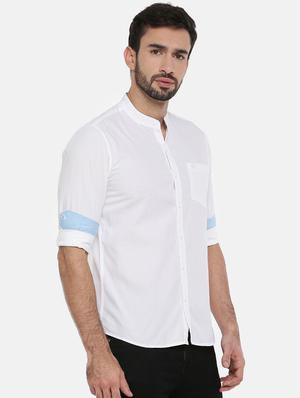 white solid casual shirt - 16516630 - Standard Image - 2