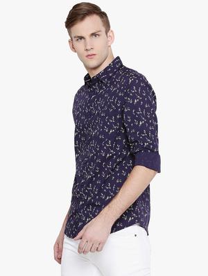 navy blue floral printed casual shirt - 16516637 - Standard Image - 2