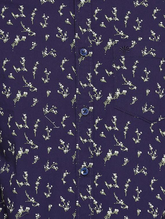navy blue floral printed casual shirt - 16516637 - Zoom Image - 5