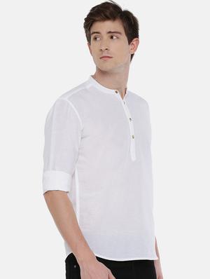 white solid short kurta - 16516780 - Standard Image - 2