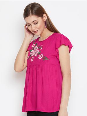 gathered detail embroidered detail top - 16517547 - Standard Image - 2