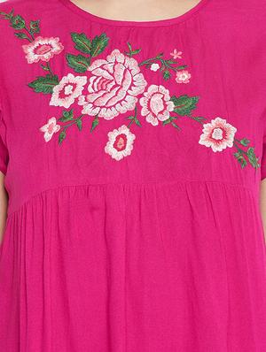 gathered detail embroidered detail top - 16517547 - Standard Image - 5