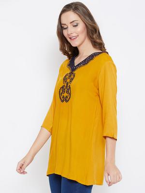 embroidered detail solid tunic - 16517552 - Standard Image - 2