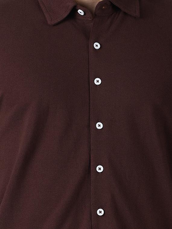 brown solid casual shirt - 16517896 - Zoom Image - 5