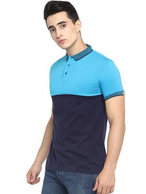 blue cut & sew collared t-shirt - 16517944 - Standard Image - 2