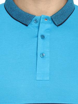 blue cut & sew collared t-shirt - 16517944 - Standard Image - 5