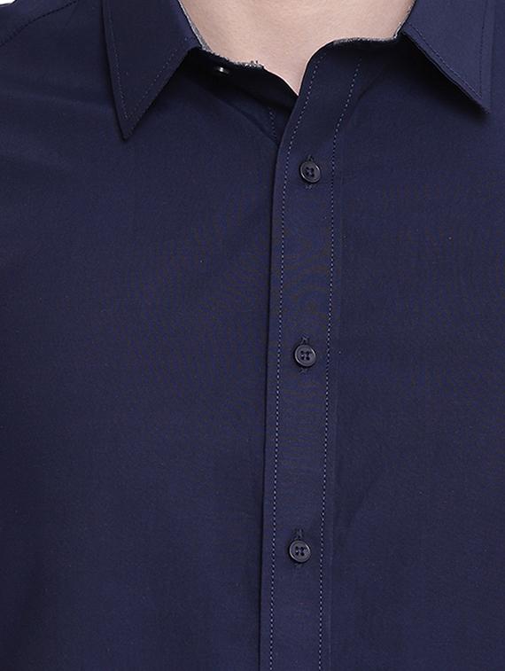 dark blue solid casual shirt - 16518023 - Zoom Image - 5