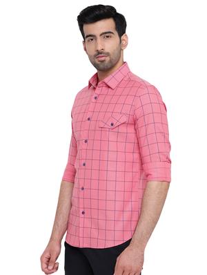 pink checkered casual shirt - 16518031 - Standard Image - 2