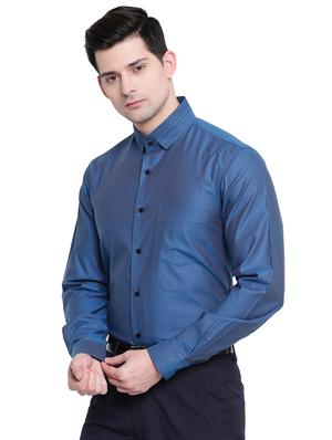 blue self design formal shirt - 16518041 - Standard Image - 2