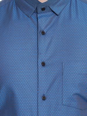 blue self design formal shirt - 16518041 - Standard Image - 5
