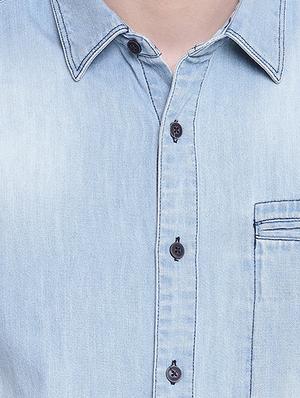 blue denim casual shirt - 16518055 - Standard Image - 5