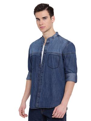 blue denim casual shirt - 16518060 - Standard Image - 2