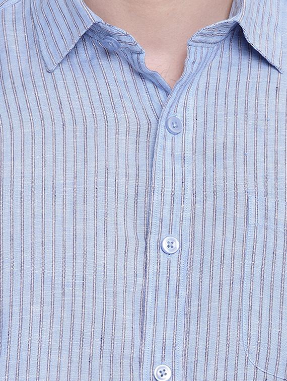 blue linen casual shirt - 16518069 - Zoom Image - 5