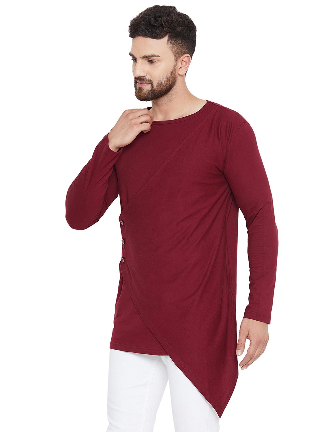 maroon solid asymmetric t-shirt - 16518738 - Zoom Image - 2