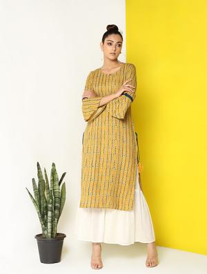 printed kurta with sharara set - 16519036 - Standard Image - 2
