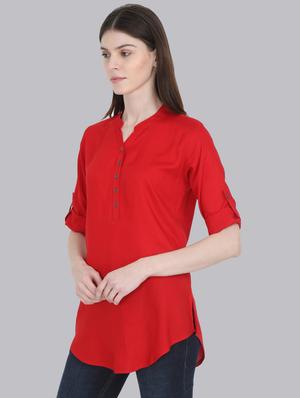 solid a-line kurti - 16519189 - Standard Image - 2