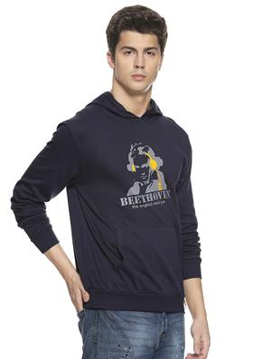 navy blue chest print sweatshirt - 16519272 - Standard Image - 2