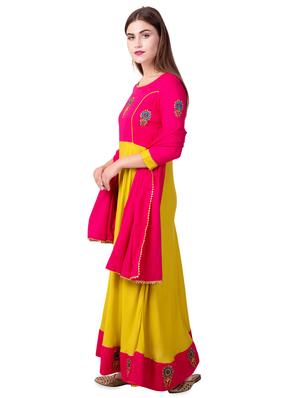 contrast color block a-line kurta - 16519531 - Standard Image - 2