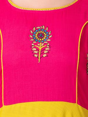 contrast color block a-line kurta - 16519531 - Standard Image - 5