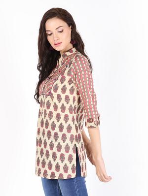 printed straight kurti - 16520024 - Standard Image - 2