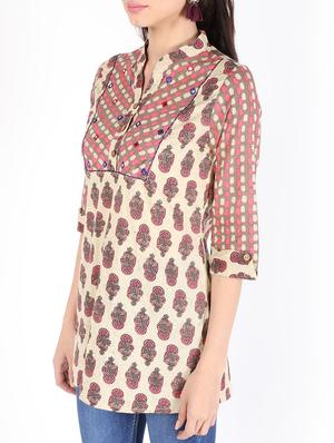 printed straight kurti - 16520024 - Standard Image - 5