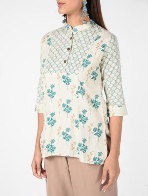 printed straight kurti - 16520040 - Standard Image - 5