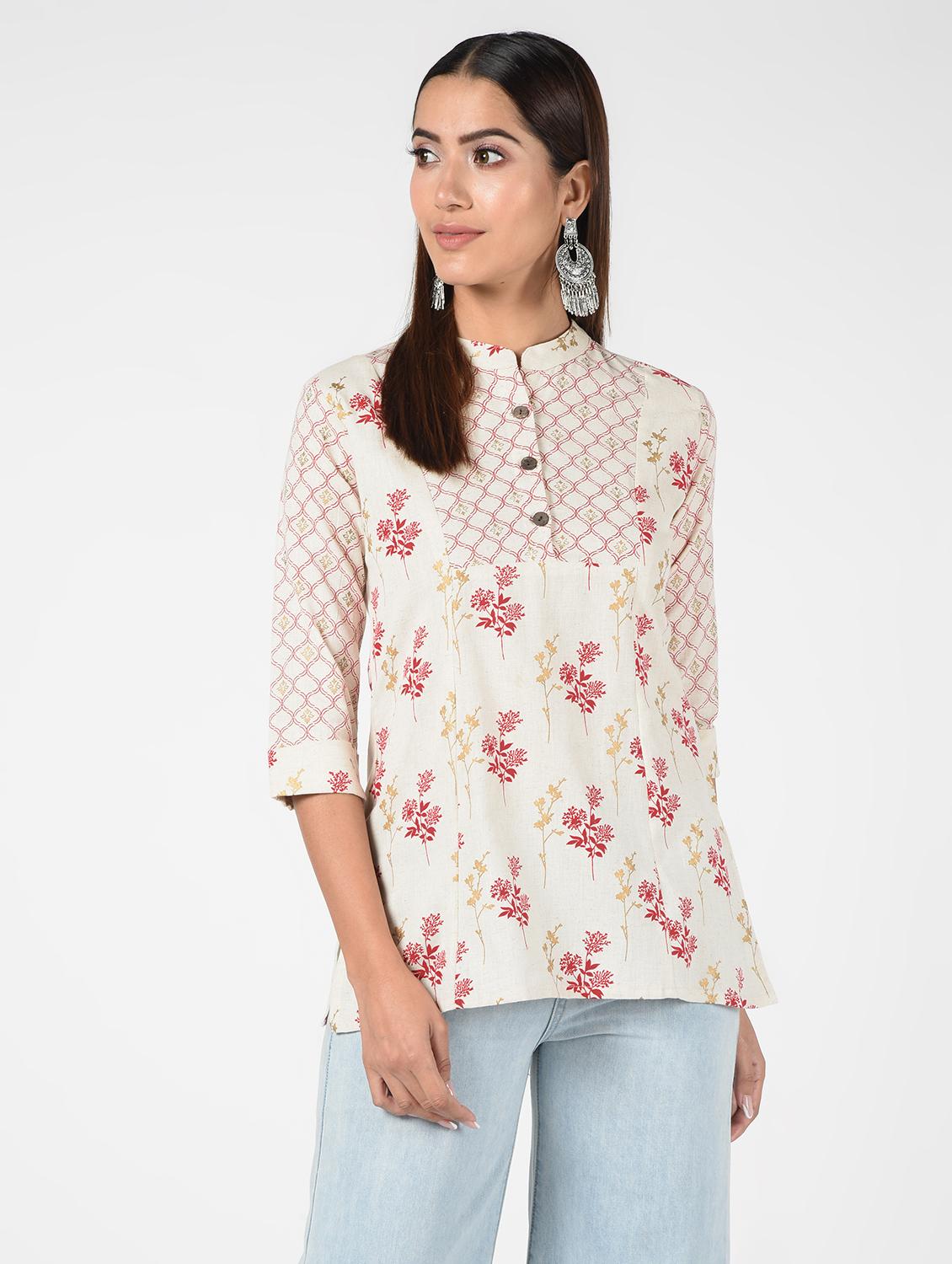 printed straight kurti - 16520041 - Zoom Image - 2