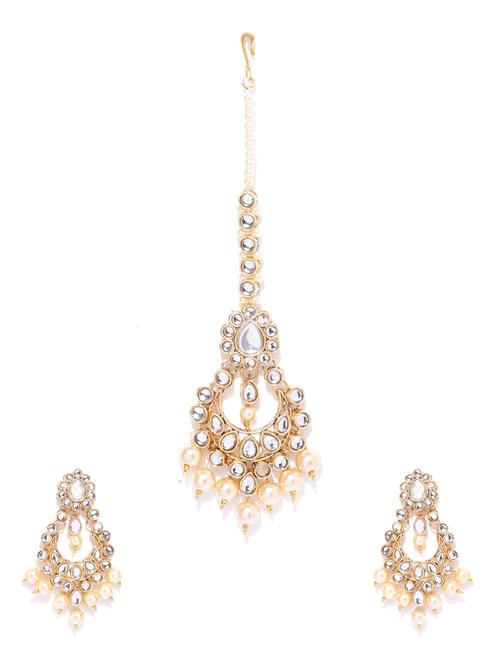 gold brass maang teeka - 16520203 - Standard Image - 1