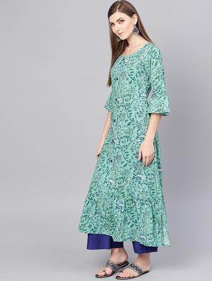 bell sleeves a-line kurta - 16521417 - Standard Image - 2