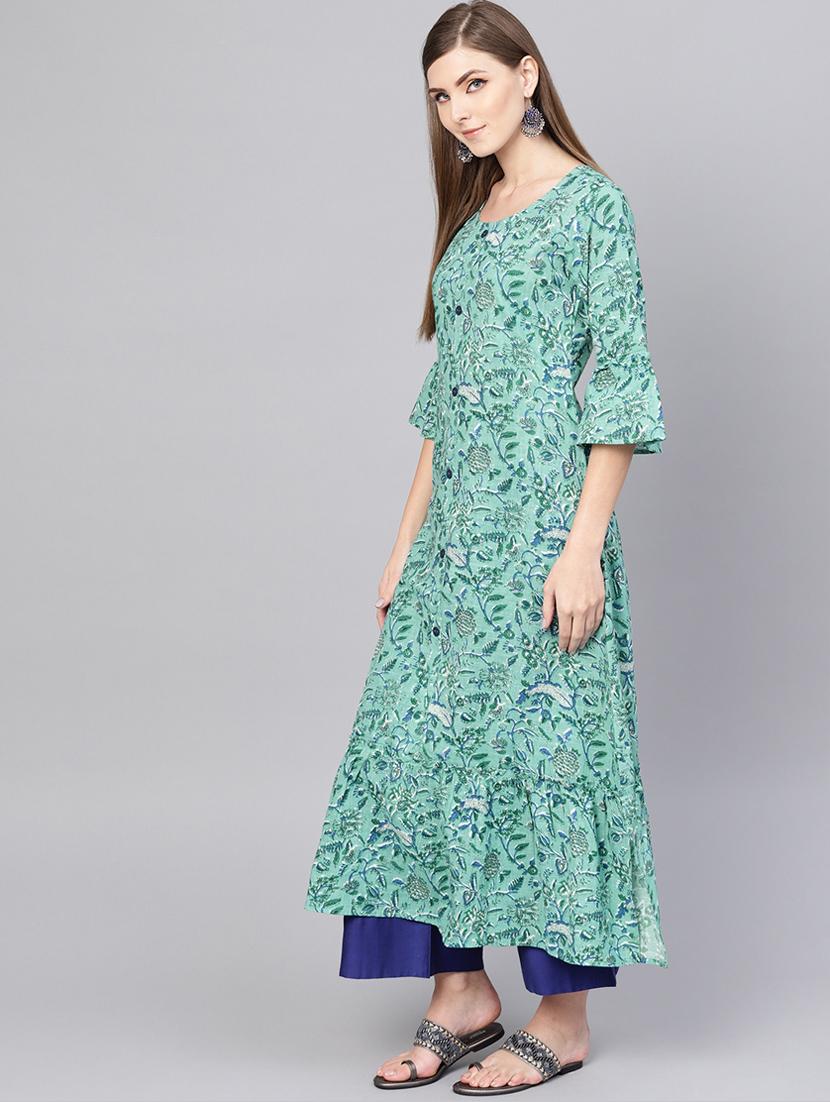 bell sleeves a-line kurta - 16521417 - Zoom Image - 2