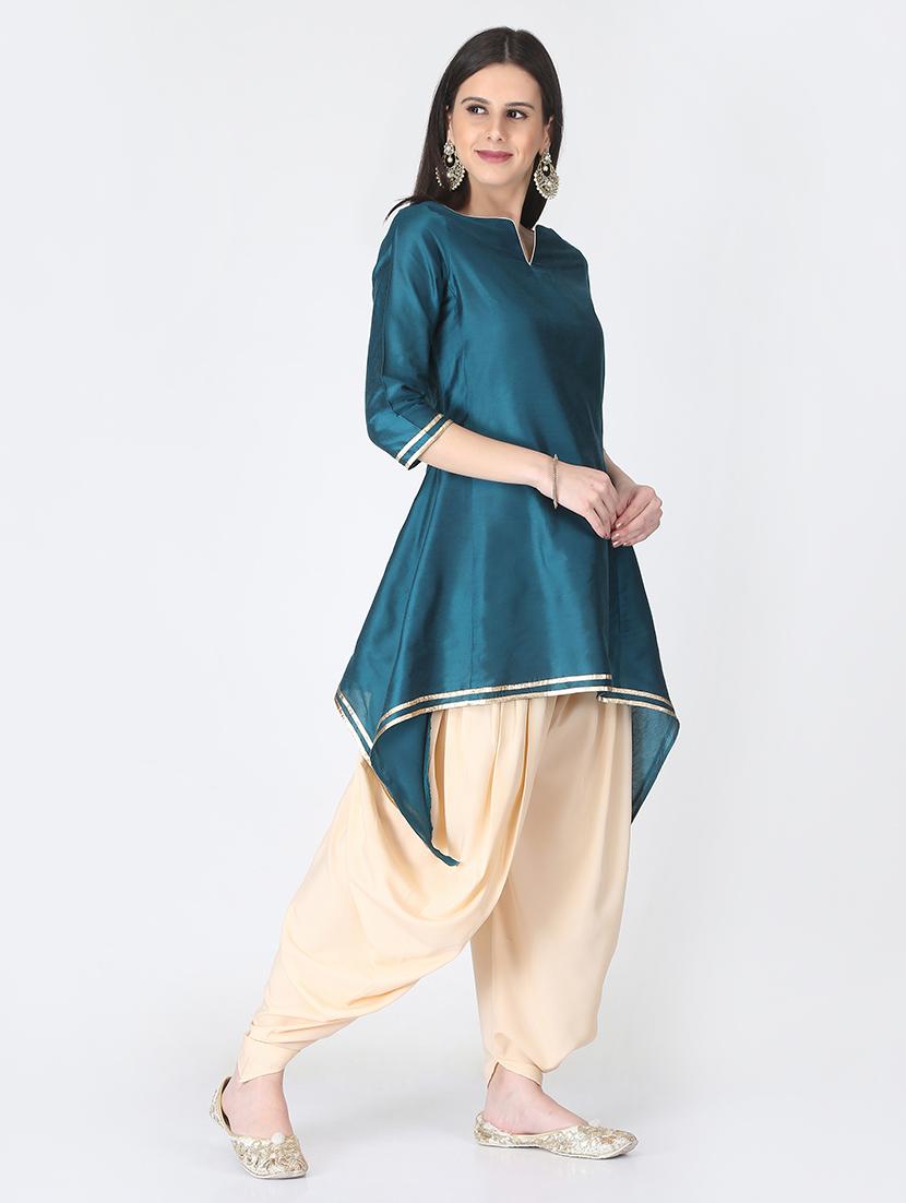 gota patti asymmetric kurta with salwar set - 16521686 - Zoom Image - 2