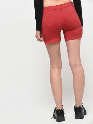 mid rise solid shorts - 16523839 - Standard Image - 2