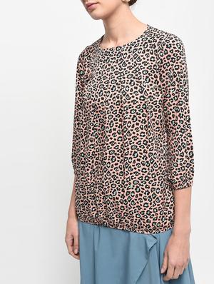 round neck animal print blouson top - 16523882 - Standard Image - 5