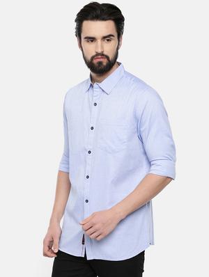 blue solid casual shirt - 16523929 - Standard Image - 2