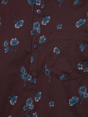 brown floral print casual shirt - 16523933 - Standard Image - 5