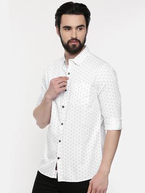 white printed casual shirt - 16523936 - Standard Image - 2