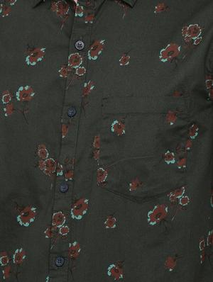 green floral print casual shirt - 16523940 - Standard Image - 5